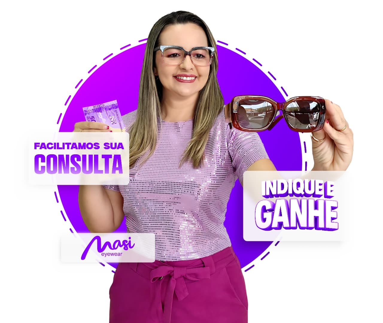 Consultor Ótica Popular com óculos